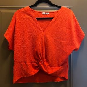 Zara Small Orange Knot Front Top